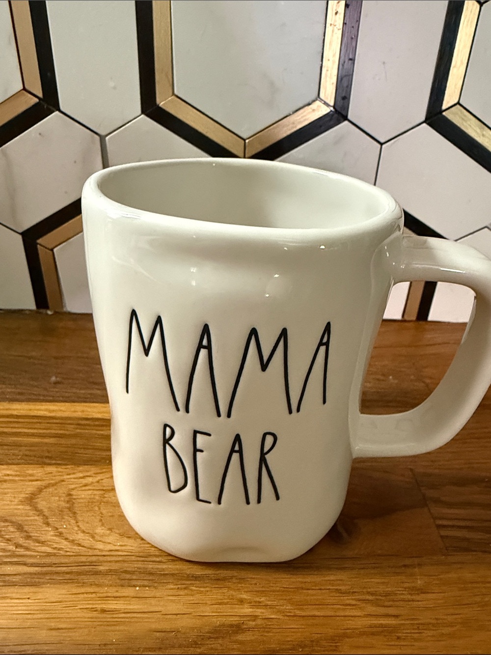 Rae Dunn Mama Bear Ceramic Coffee Mug - White